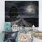 Designart - Paved Road Under A Full Moon - Nautical & Coastal Print on Natural Pine Wood